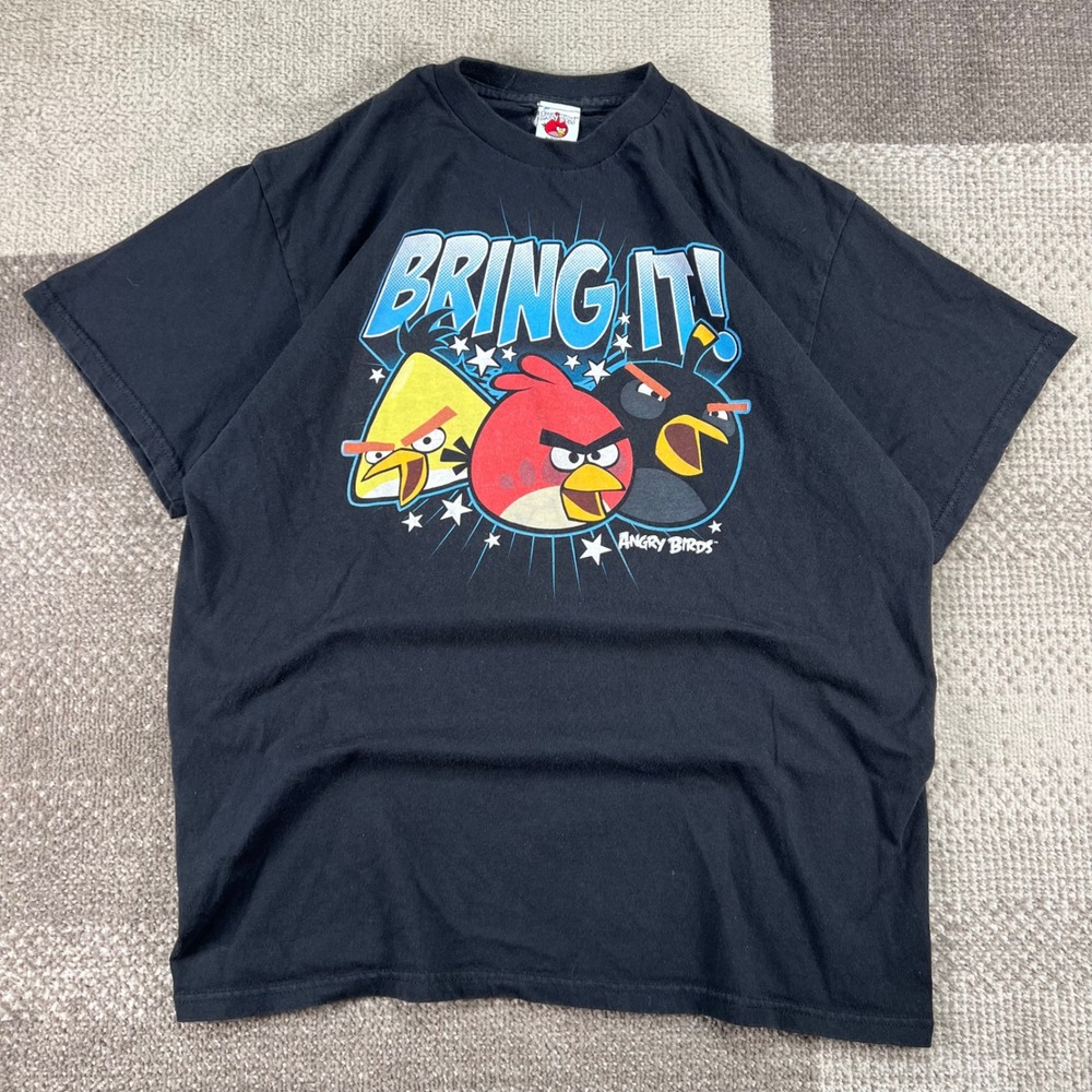 Angry Birds Bring It Graphic T-Shirt Mens Large Black Fifth Sun Gaming Tee